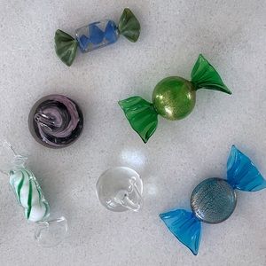 Vintage Multicolor Blown Glass Candy Set of 6